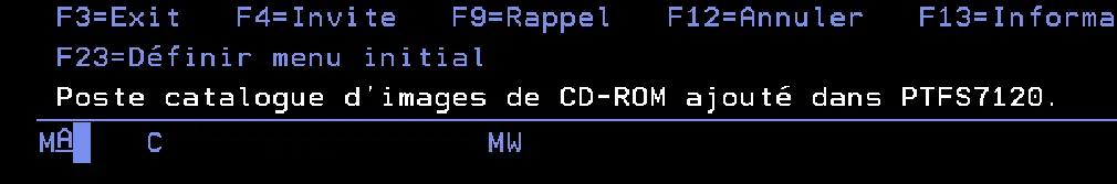 Message : Poste catalogue d'images de CD-ROM ajouté dans PTFS7120