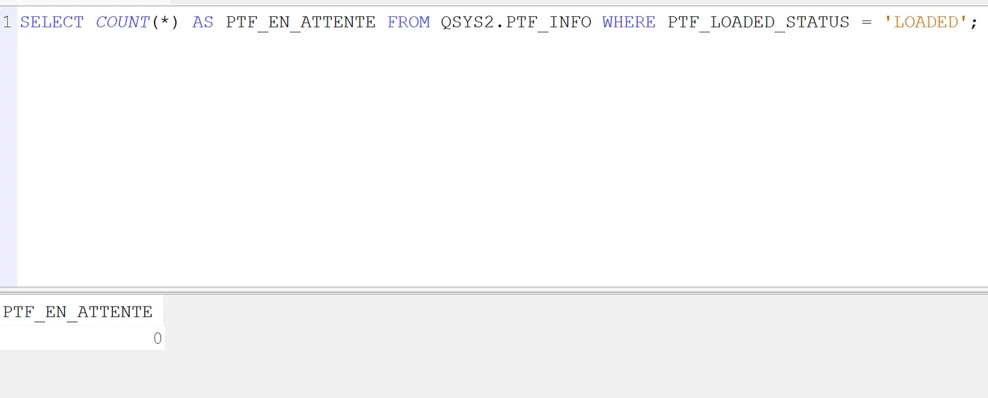Résultat SQL : PTF_EN_ATTENTE = 0