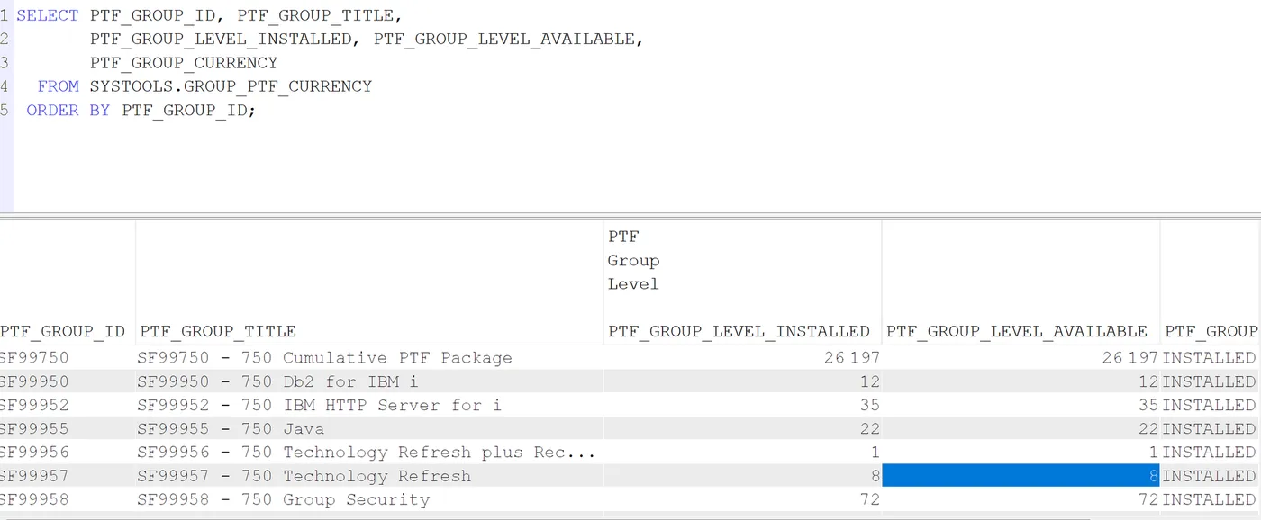 GROUP_PTF_CURRENCY : SF99750 26197, SF99950 12, SF99952 35, SF99955 22, SF99956 1, SF99957 8, SF99958 72, installé égal au disponible